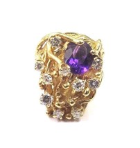 14k Yellow Gold Women&#39;s Vintage Ring With Amethyst February Birthstone &amp;... - $1,185.00