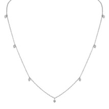 14K Plaqué or Blanc Argent 1/2 CT Brillant Imitation Diamant Station Collier - £69.77 GBP