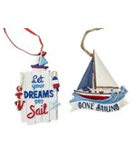 Midwest-CBK Nautical Let Your Dreams set Sail &amp; Gone Sailing Ornaments S... - £8.49 GBP