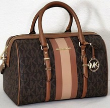Michael Kors Bedford Travel Brown Luggage Logo Medium Duffle Satchel Bagnwt! - £171.90 GBP