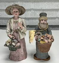 2 VTG Sarah&#39;s Attic Santa &amp; Mrs Claus Easter Bunny Egg Basket Figurine Lot USA - $48.37