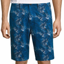 Arizona Men&#39;s Chino Shorts Blue Palms Size 30W Flex 10.25 Inseam NEW - £13.55 GBP