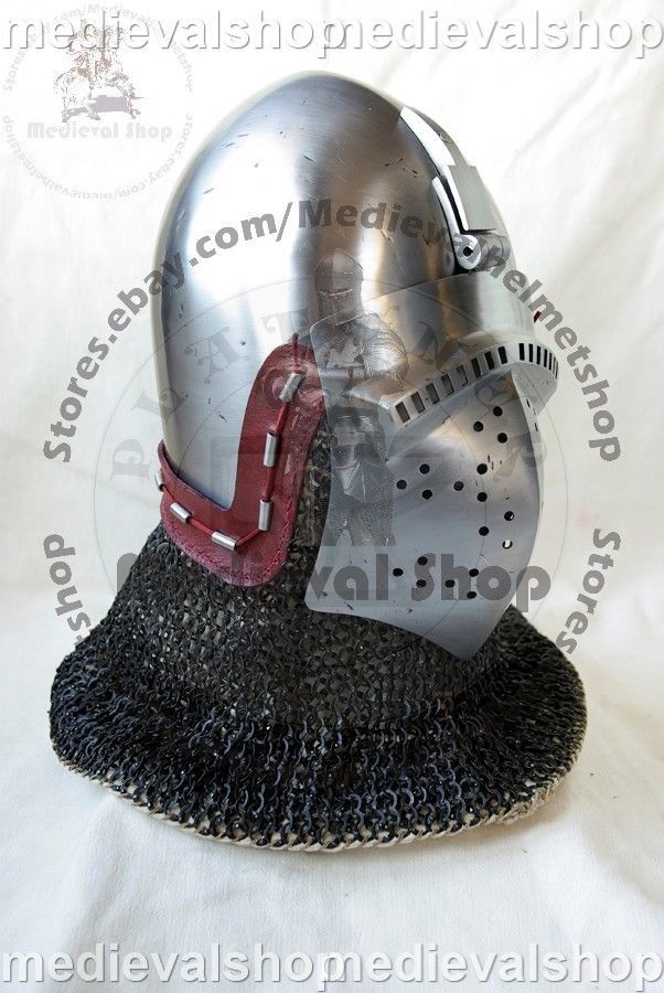 Functional Medieval Helmet Combat Bascinet with Klapvisor 14G Steel  MS284 - $642.51