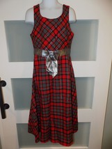 Bonnie Jean Silver/ Black/Red/ Gray Plaid Dress W/ Gray Bow Size 7 Girl&#39;s EUC - £15.75 GBP