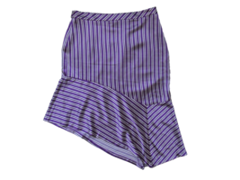 NWT Banana Republic Purple &amp; White Satin Stripe Asymmetrical Hem Skirt 14 - £13.35 GBP