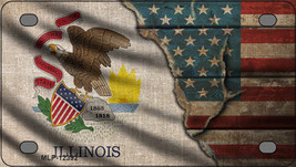 Illinois/American Flag Novelty Mini Metal License Plate Tag - £11.76 GBP