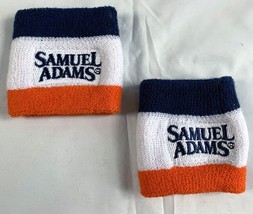 2 New Samuel Adams Beer Wrist Sweat Bands Blue White Orange Embroidered - £14.99 GBP