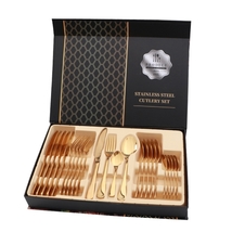PRODUCT 100% Complete 24 in 1 Table Cutlery Set in Stainless Steel, Golden Color - $87.00
