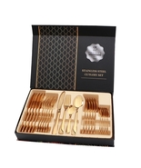PRODUCT 100% Complete 24 in 1 Table Cutlery Set in Stainless Steel, Gold... - £69.45 GBP
