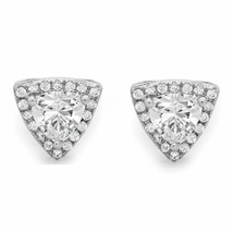 1.60CT Cubico Rotondo Diamanti Finti 14K Placcato Oro Bianco Halo Orecchini - £176.41 GBP