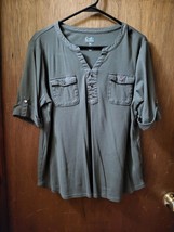Croft &amp; Barrow V-neck S/S Army Green Top Shirt - Size XXL - $16.99