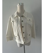 No Label Women&#39;s Stretch Cotton Button Collared Jean Jacket Off White La... - $282.25 MXN