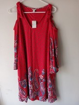 Est. 1946 Red Floral Paisley Boho Dress cold shoulder big sleeves Medium... - $24.75