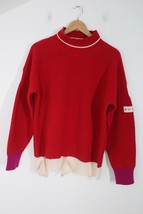 Marni IT 40 Red Wool Rib Knit Mock Neck Contrast Trim Chunky Sweater Italy - $356.25