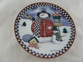 Snowman and Birdhouse Plate Snowed In by Laurie Korsgaden 2000 New Seaso... - $14.84