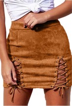 High Waist Lace Up Tight Mini Skirt - $57.39