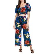 Revolve Cupcakes &amp; Cashmere Crop Top &amp; Pants Set Linen Blend Tropical Ha... - $34.64