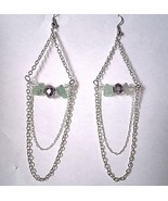Natural Aventurine Purple Crystal Chandelier with Silver Chain Earrings - €13,02 EUR