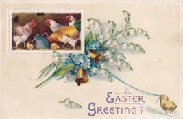Easter Greetings Bouquet Bells Chickens 1911 Postcard D38 - £2.39 GBP