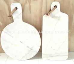 9&quot;x14&quot; White Marble Vegetable Fruits Cutting Handmade Board Decor Servin... - £176.66 GBP