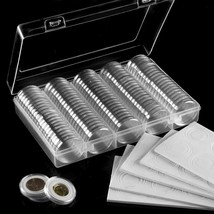 100PCS 30mm Silver Gold Coin Cases Capsules Holder Clear Plastic Round Storage - £11.03 GBP