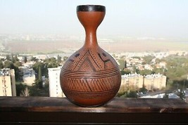Old Antique Primitive Hand Carved Etched Gourd Vase Peru Home Decor Rare 32cm - £61.89 GBP