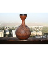 Old Antique Primitive Hand Carved Etched Gourd Vase Peru Home Decor Rare... - $78.65