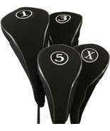 NEW BLACK DRIVER #1 3 5 X WOOD GOLF CLUB HEADCOVER SET HEAD COVERS HEADC... - $545.91 MXN