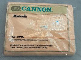 Vintage Cannon  Monticello King Flat  Sheet Percale Light Peach New 108” X 102” - $29.95