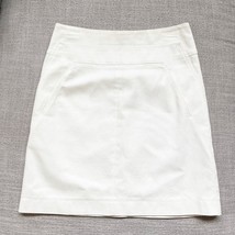 Akris Punto White Stretch Denim Straight Skirt Pockets Size 4 - £51.36 GBP