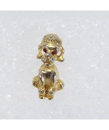 Poodle Brooch Pin Gold Tone Red Eyes  3/4&quot; Long - $17.66 CAD