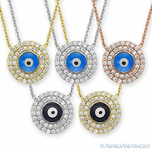 Evil Eye Bead Pendant Turkish Nazar Greek Judaica Hamsa Sterling Silver Necklace - £19.10 GBP