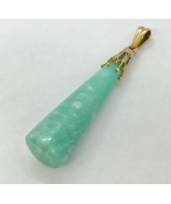 Antique PENDANT Large Natural Amazonite Cylindrical Trapezium 18K Yellow... - $531.09 CAD