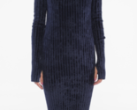 HELMUT LANG Femmes Robe A Manches Longues Velveteen Marine Taille XS H05... - $157.21