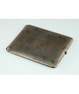 800 Silver German Hammered Cigarette Case w/ Blue Sapphire Cabochon Clas... - $811.09 CAD
