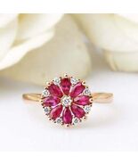 Anello di fidanzamento a forma di fiore rosso rubino taglio marquise da... - $159.99