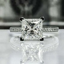 2Ct Princess Cut Moissanite Solitaire Engagement Ring 14K White Gold Plated - £109.05 GBP