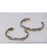 CII Designer Signed 925 Sterling Silver Twisted Rope Cuff Bracelets - £78.65 GBP