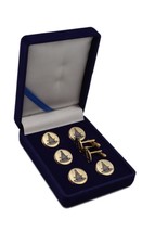 Past Master AF&amp;AM W Square Masonic Button Covers Tux Set - £35.96 GBP