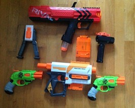 Lot Of 4 Nerf Guns with Accessories  - £46.80 GBP