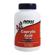 NOW Foods Caprylic Acid Intestinal Health 600 mg., 100 Softgels - £10.28 GBP