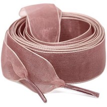 WEGOODZF Satin Ribbon Shoe Laces: 2cm Brown Pink Flat Snow Yarn Shoelaces for Wo - £17.43 GBP