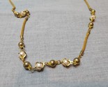 Vintage Gold Tone Rope Style Necklace, Silver/Pearl Replica Beads, 32&#39;&#39; - $9.49