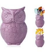Owl Utensil Holder Vase - Ceramic - Purple - £16.34 GBP
