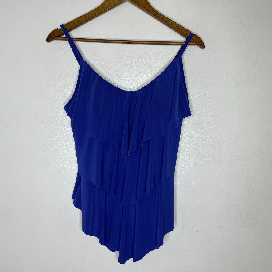 Magicsuit Blue Ruffle Tankini Top Swim Shaping Swimwear Adjustable Strap... - $19.00