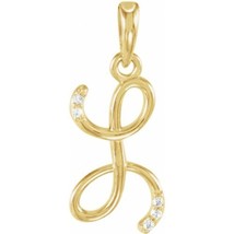 Precious Stars 14K Yellow Gold 0.025CTW White Diamond Initial L Pendant Necklace - £188.61 GBP