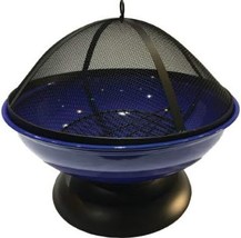 Blue Enameled Fire Bowl/Pit Sphere, Powder Coated Steel, Harbor Gardens - £132.44 GBP