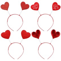 4pcs Love Heart Headband Glitter Red Heart Head Boppers Valentines Day Hair Band - £23.94 GBP
