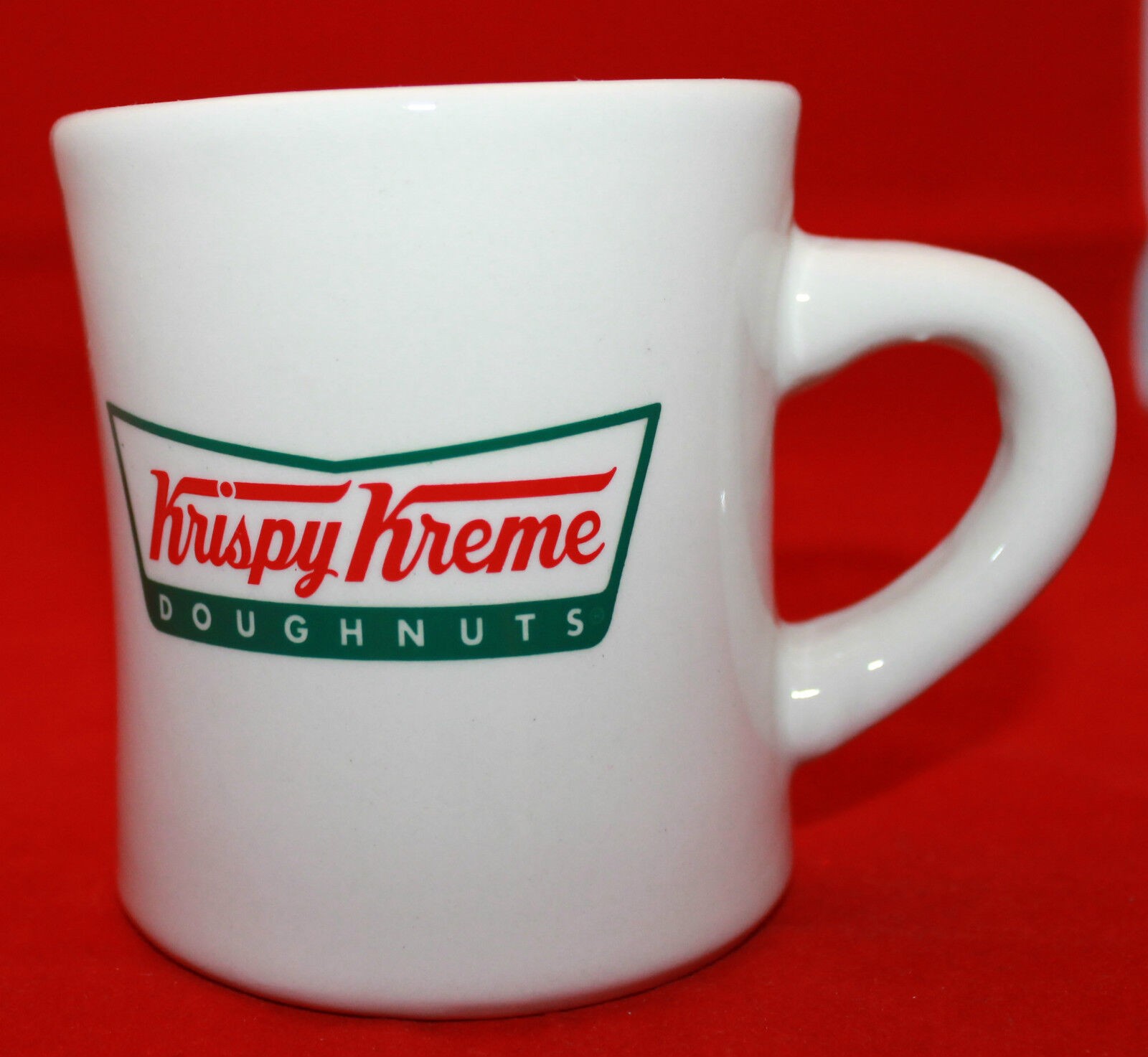 Krispy Kreme Doughnuts  Heavy Big White Ivory Creme Logo 1 Coffee Tea Mug Cup  - $35.45