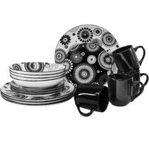 16 Piece Dinnerware Set For 4 Modern Porcelain Dishes Plate Bowl Mug Bla... - £48.11 GBP